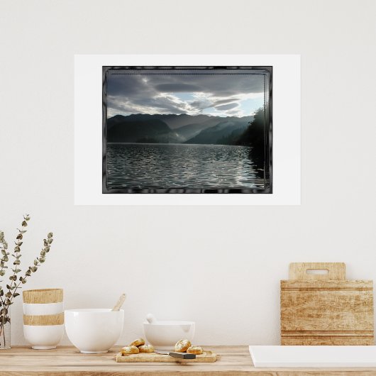 Bled Lake, Aussicht in der Dämmerung Poster (Küche)