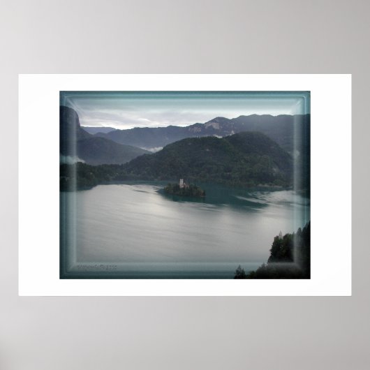 Bled Lake, Aussicht von oben mit Schloss Poster (Vorne)
