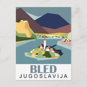 Bled Lake, Jugoslawien, Slowenien, Vintage Reise Postkarte