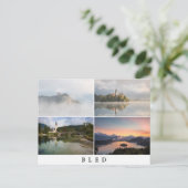 Bled Landschaftsfotografie in Collage Postkarte (Stehend Vorderseite)