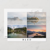 Bled Landschaftsfotografie in Collage Postkarte (Vorne/Hinten)
