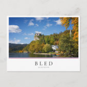Bled See mit Bäumen in Herbstfarben in Slowenien Postkarte (Vorderseite)