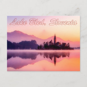 Bled-See, Slowenien Schöner Sonnenaufgang Postkarte