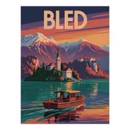 Bled Slovenia vintage Poster