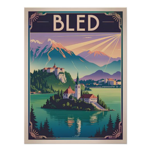 Bled Slovenia vintage Poster (Vorderseite)