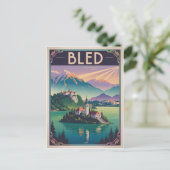 Bled Slovenia vintage Postkarte (Stehend Vorderseite)