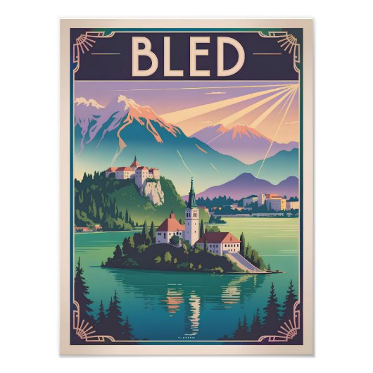 Bled Slowenien vintage Fotodruck (Vorne)