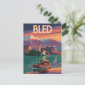 Bled Slowenien vintage Postkarte (Stehend Vorderseite)