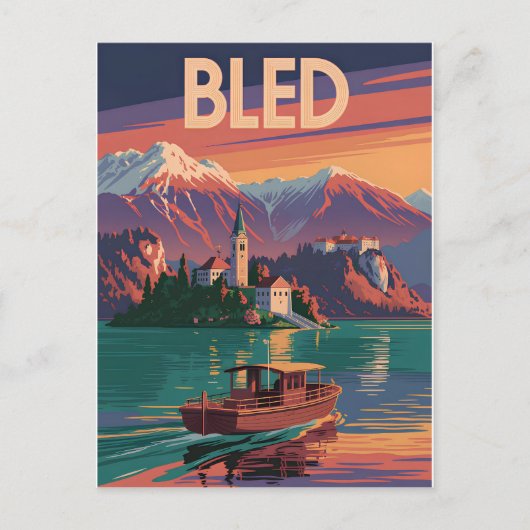 Bled Slowenien vintage Postkarte (Vorderseite)