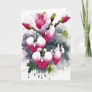 Bleeding Heart - Wasserfarben Blumen Karte