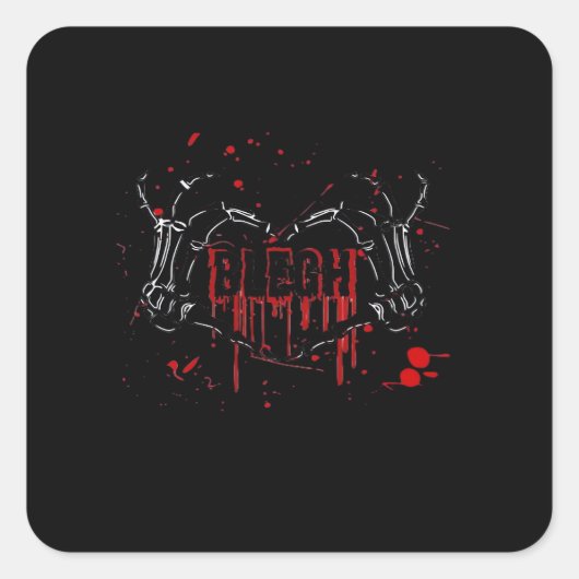 Blegh Breakdown, Skeleton Heart Hands, Emo Band, S Quadratischer Aufkleber (Vorderseite)