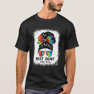 Blei Beste Tante je Gefärbte Krawatte Messy Bun Ha T-Shirt