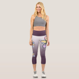 Blei mit Liebe abstrakte Färbung bei lila Farbüber Capri Leggings