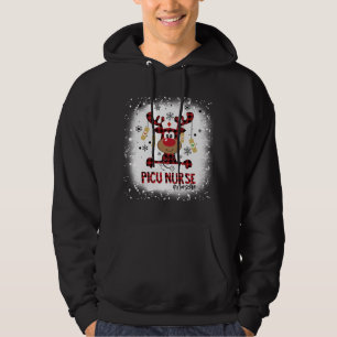 Bleiached PICU Nurse Reindeer Christmas Pajama Xma Hoodie