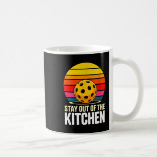Bleib aus der Küche Pickleball Retro-Sonnenunterga Kaffeetasse