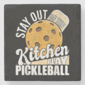 Bleib aus der Küche Spiel Pickleball Steinuntersetzer (Vorderseite)