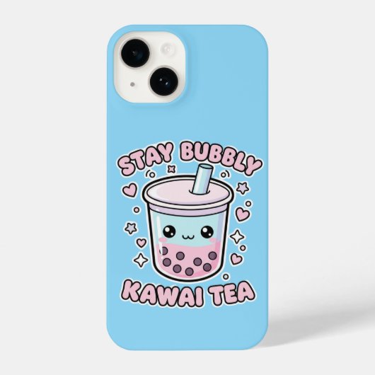 Bleib Bubbly Kawaii Tee - Süßer pastellblauer Boba iPhone Hülle (Rückseite)
