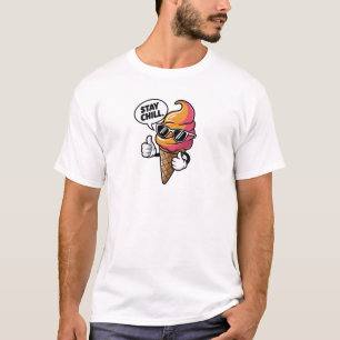 Bleib Chill Cooler Eiscreme-Kegel-Design T-Shirt