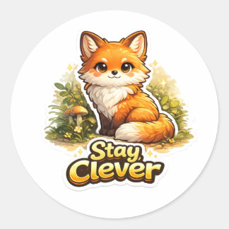 Bleib clever - Süße Fuchs-Motivation Runder Aufkleber