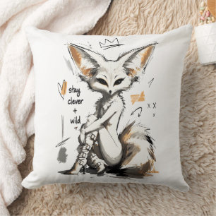 Bleib clever wilder Fennekfuchs – Kantige Anthro-M Kissen