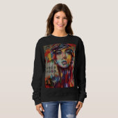 Bleib Cool Abstraktes Porträt Sweatshirt (Vorne ganz)