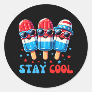 Bleib Cool Eis am Stiel 4. Juli Jungen Männer USA Runder Aufkleber