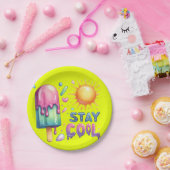 Bleib cool Lebhaftes Gelb Pappteller (Party)