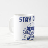 Bleib cool Retro-Burger-Cartoon - Hamburger Essen Kaffeetasse (Vorderseite Links)