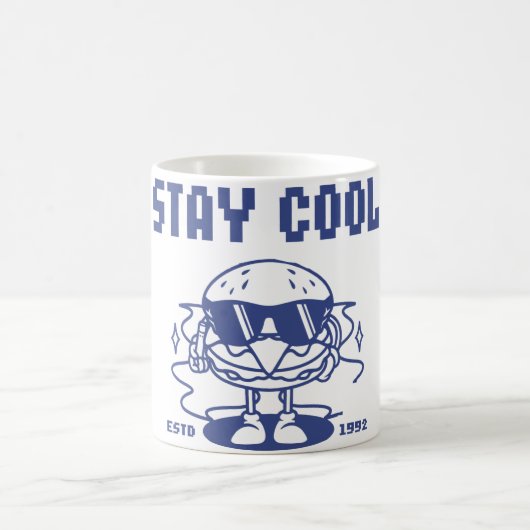 Bleib cool Retro-Burger-Cartoon - Hamburger Essen Kaffeetasse (Mittel)