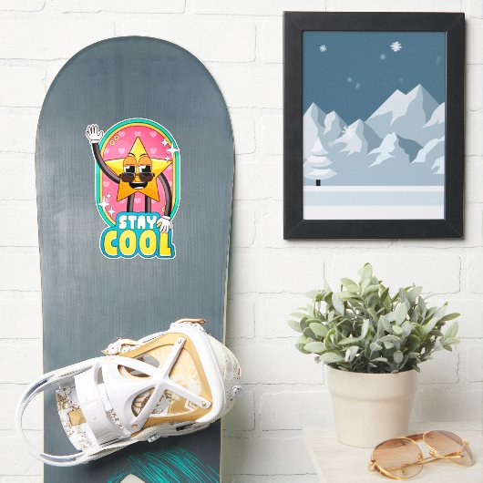 Bleib cool Retro-Star-Pop-Sticker Aufkleber (Snowboard)