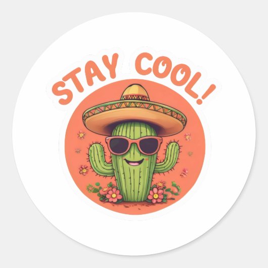 Bleib cool. runder aufkleber (Vorderseite)