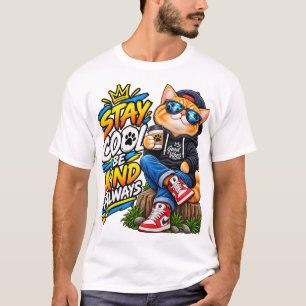 Bleib cool, sei nett, immer – Coole Katze, gute Vi T-Shirt