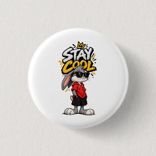 Bleib Cool Street Style Kaninchen Grafik – Lustige Button