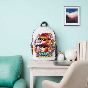 Bleib Cool Vibes – Chill Cat Streetwear Bedruckter Rucksack