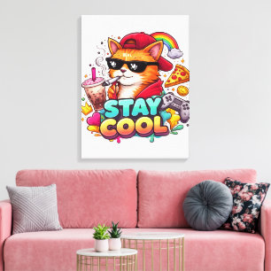 Bleib Cool Vibes – Chill Cat Streetwear Leinwanddruck
