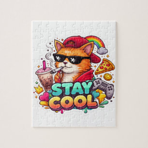 Bleib Cool Vibes – Chill Cat Streetwear Puzzle