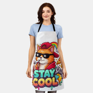 Bleib Cool Vibes – Chill Cat Streetwear Schürze