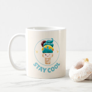 Bleib Cool Wasserfarbe Eiscremekegel Pastell Kaffeetasse
