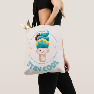 Bleib Cool Wasserfarbe Eiscremekegel Pastell Tasche