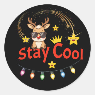 Bleib cool Weihnachtsrentier Aufkleber