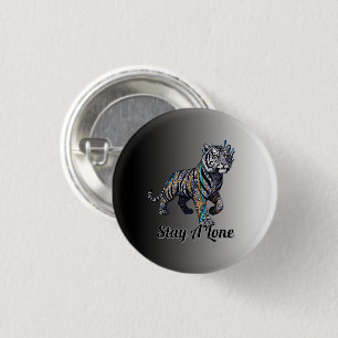 Bleib ein einsamer, verzierter Stammes-Tiger-Gradi Button