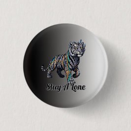 Bleib ein einsamer, verzierter Stammes-Tiger-Gradi Button