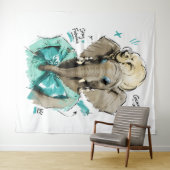 Bleib fantastisch Glamour-Elefant mit Perlen Wandteppich (Beispiel (Horizontal))