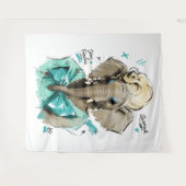 Bleib fantastisch Glamour-Elefant mit Perlen Wandteppich (Vorderseite (Horizontal))