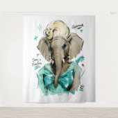 Bleib fantastisch Glamour-Elefant mit Perlen Wandteppich (Vorderseite)