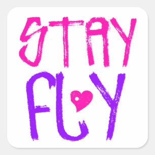 Bleib Fly Retro-90er-Slang Quadratischer Aufkleber