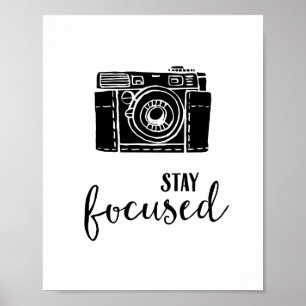 Bleib fokussiert Vintage-Kamera Motivationszitat Poster