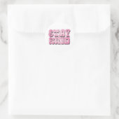 Bleib Freundlich – Retro Groovy Rosa Runder Aufkleber (Tasche)