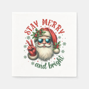 Bleib fröhlich und hell, cooler Weihnachtsmann Serviette