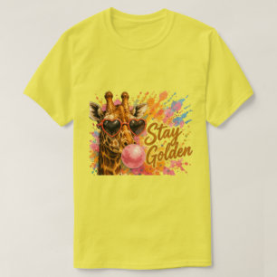Bleib Golden Giraffe Süßes Safari-Tier T-Shirt